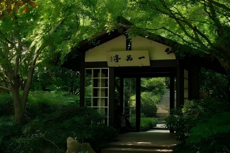  Hangzhou China Tea Museum Yipin Pavilion Zen Garden Green Forest View