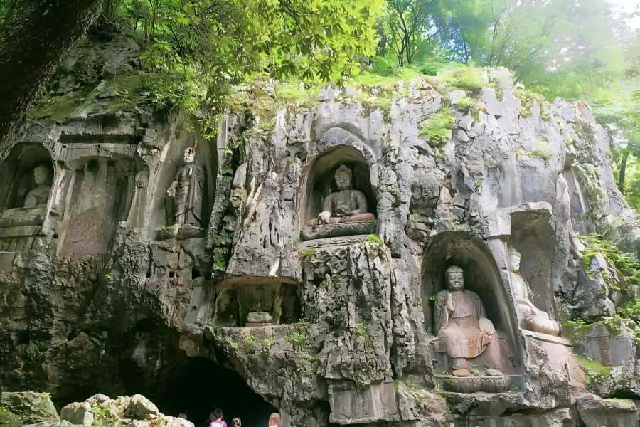 Feilai Peak Ancient Buddhist Heritage Feilai Peak in Hangzhou showing precious ancient Buddhist cultural heritage with age-old stone carvings
