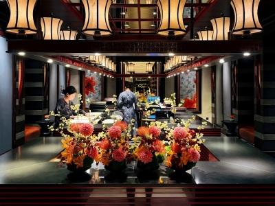 Elegant vintage Chinese lobby of Jinsha Hall Hangzhou