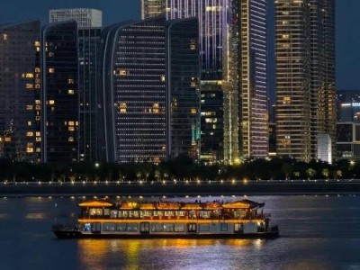 Night cruise ship on Qiantang River Hangzhou